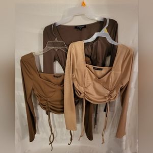 3 for $15 - SHEIN and MIXED THREADS Long Sleeve Crop Tops